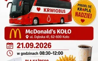 Krwiobus podczas akcji krwiodawstwa w Kole przy McDonalds