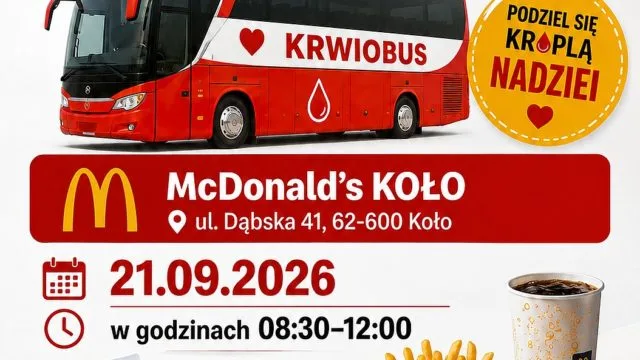 Krwiobus podczas akcji krwiodawstwa w Kole przy McDonalds